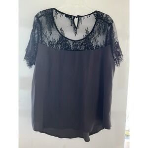 Torrid Soft Knits‎ Black Lace Blouse Fairy Goth Dark Academia Plus Size 20